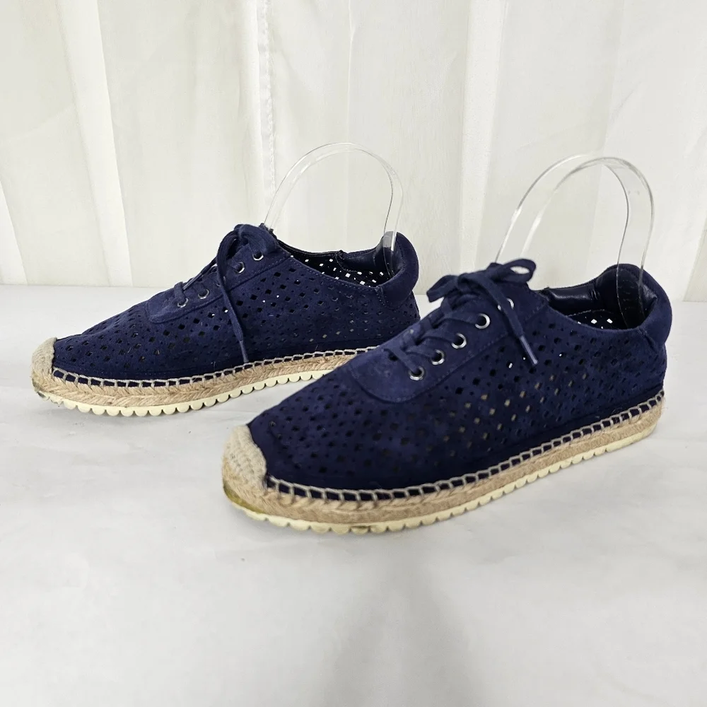 Marc Fisher Bailee Dark Blue Fabric Espadrille Sneakers Size 7